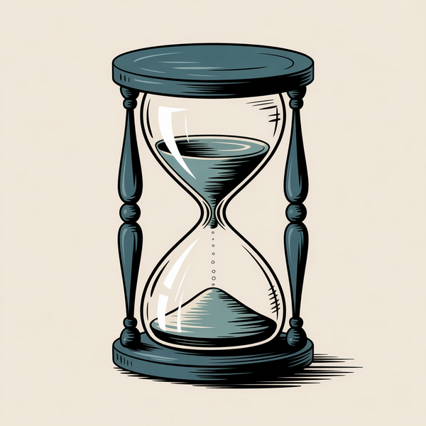 KI Bild einer stilisierten Sanduhr als Symbol für Entscheidungsdruck, begrenzte Zeit und verantwortungsvolles Abwägen.
